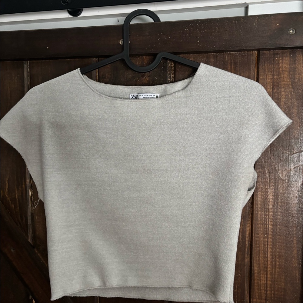 Zara Women's Light Gray Crop Top - Picture 1 of 2